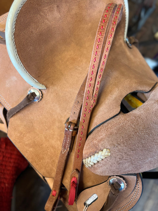 Pink Buckstitch Headstall