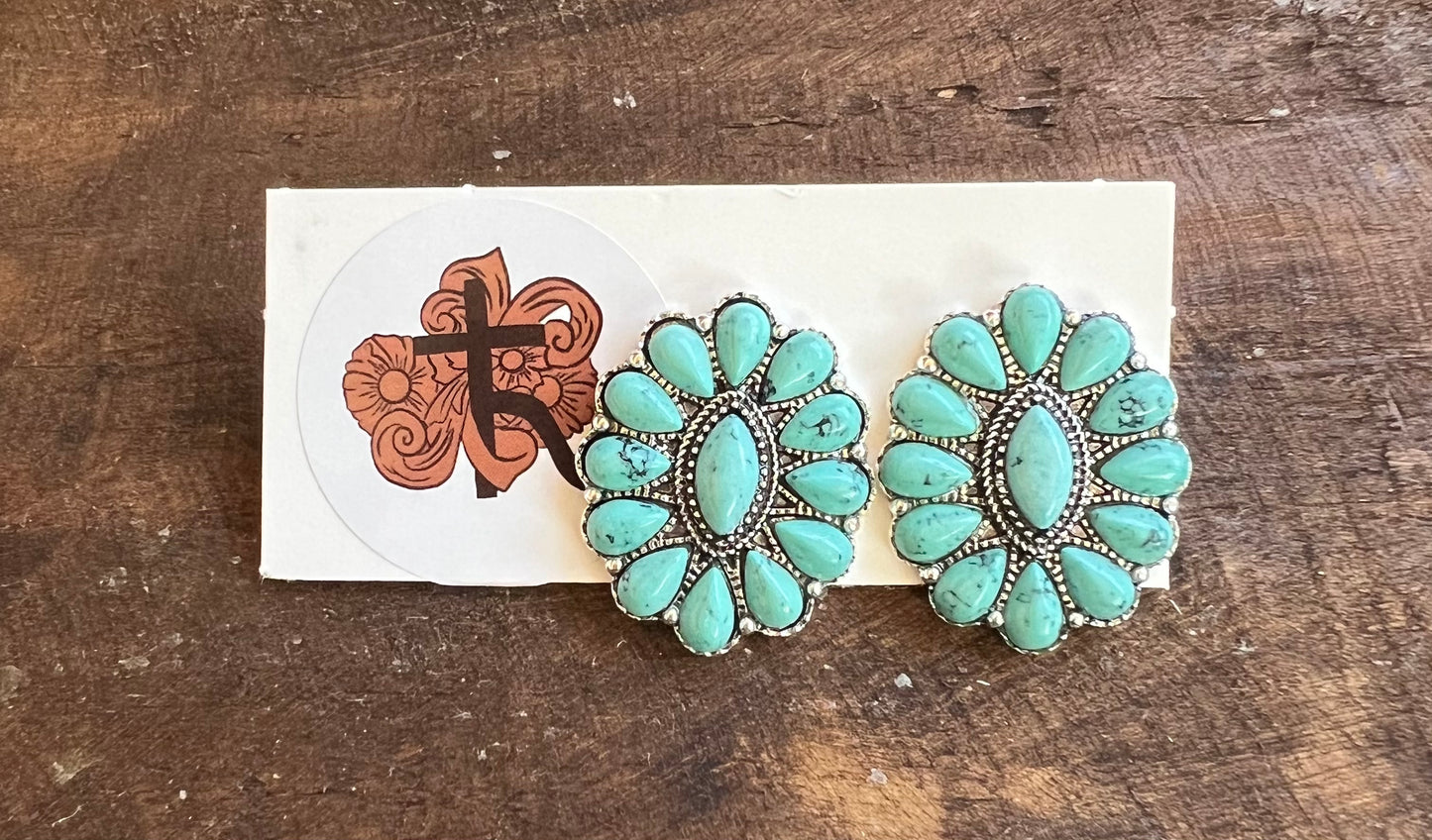 Large Turquoise Stud Earrings