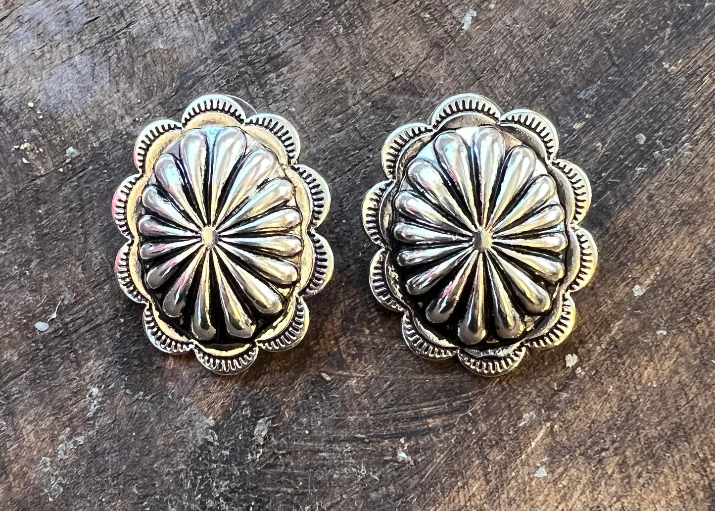 Large Concho Stud Earrings