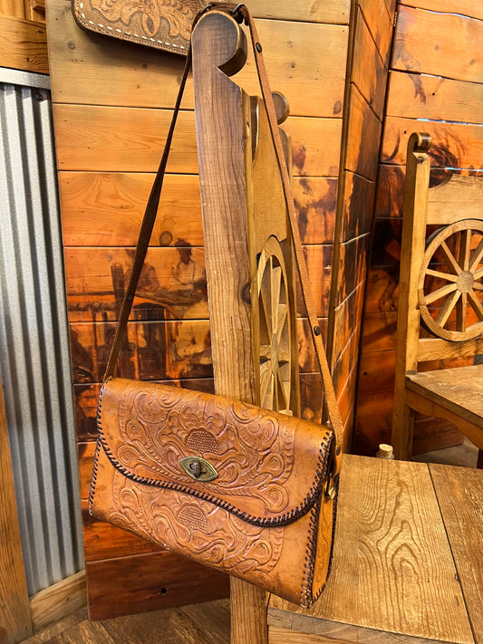 Brown Tooled Leather Purse