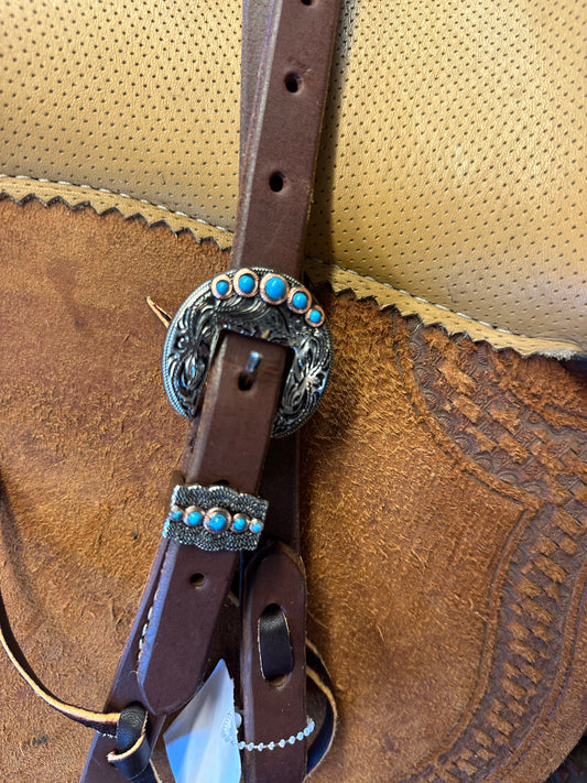 Oiled Turquoise Buckle Headstall