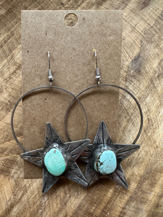 Genuine turquoise star earrings