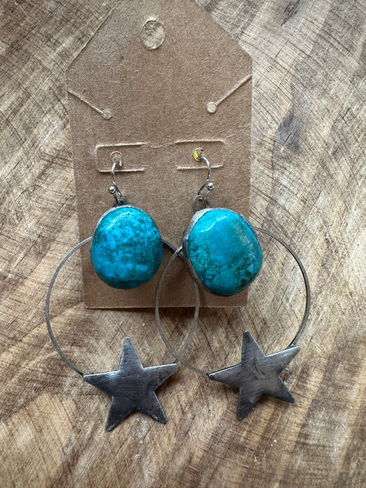 Genuine Turquoise star earring