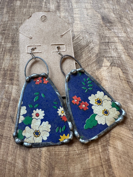 Blue tin earring