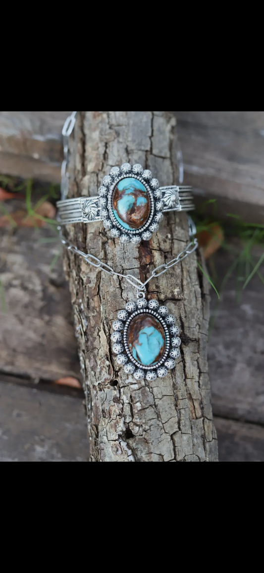 Turquoise & Brown Stone Necklace