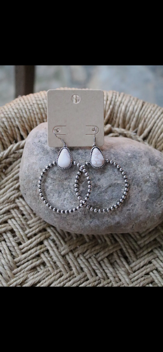 Silver with Bezel Stone hoop earrings