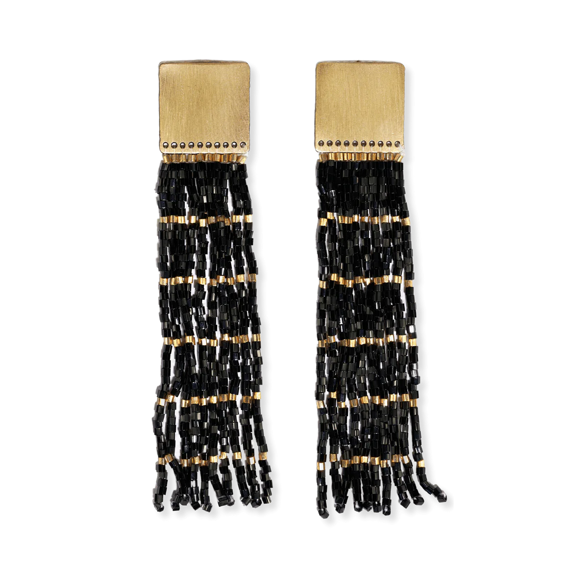 Gold,black fringe earrings