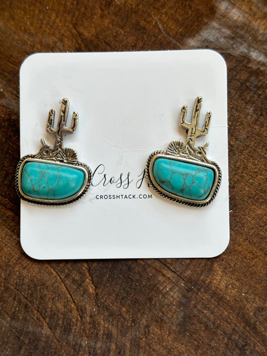 Turquoise cactus earrings