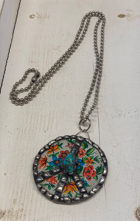 Floral Tin Peace Necklace