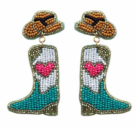 Valentine, cowboy boot earrings