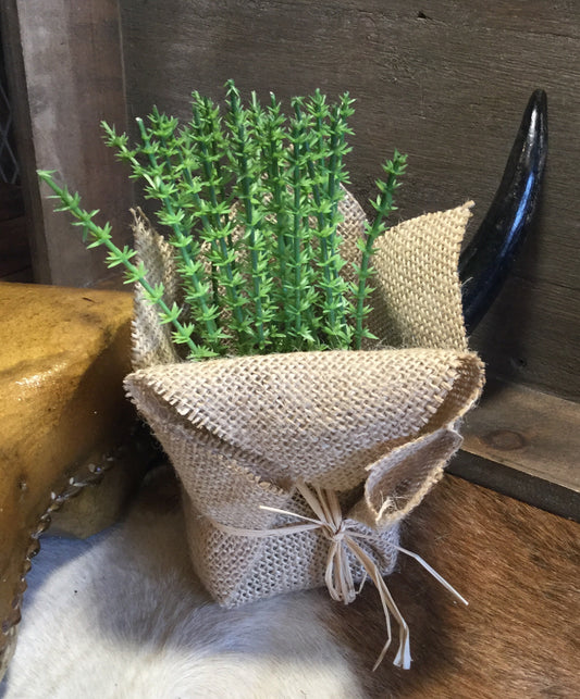 Artificial Green Wrapped Burlap