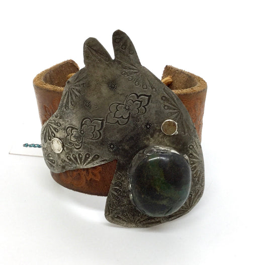 Leather Cuffs w/Silver & Turquoise