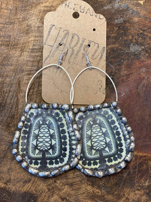 Army green and black dangle earrings