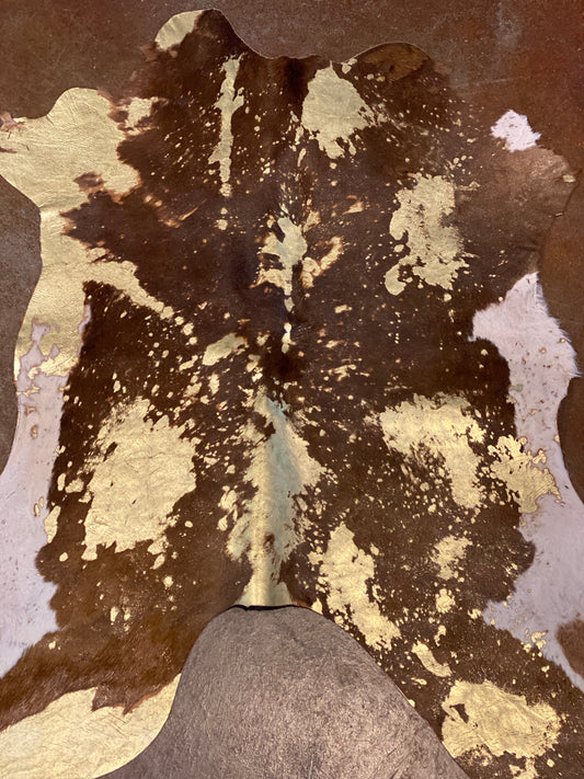 Gold metallic cowhide rug