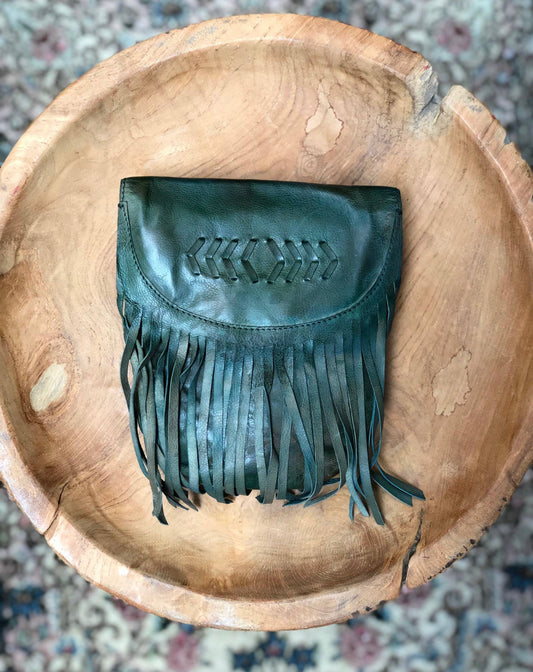 meadow, olive leather purse