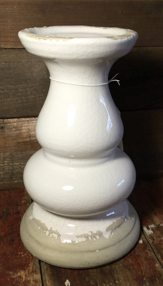 White Stoneware Candlestick