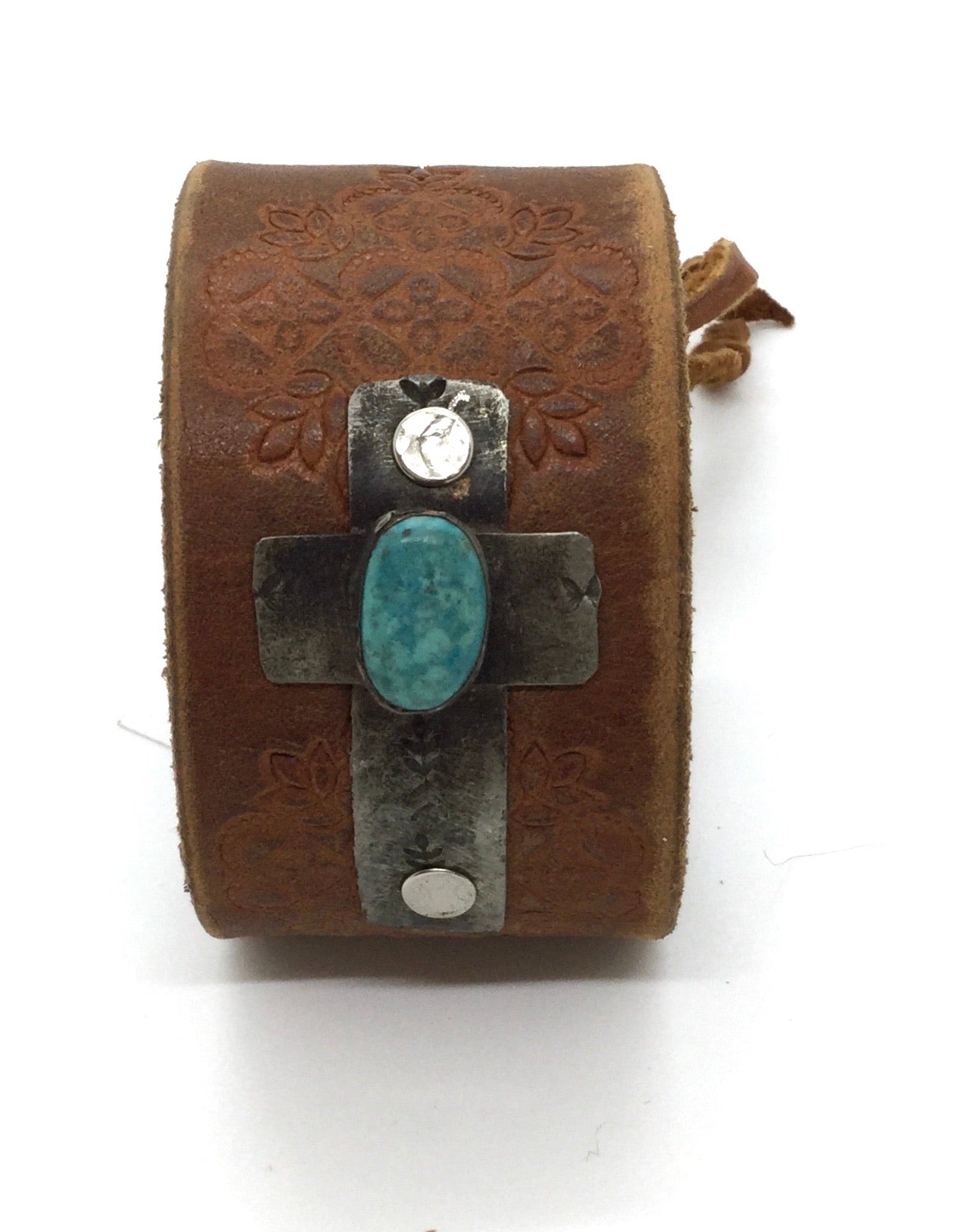 Leather Cuffs w/Silver & Turquoise