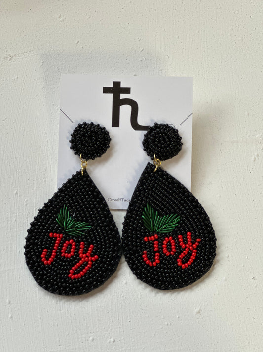 Joy Christmas black earrings
