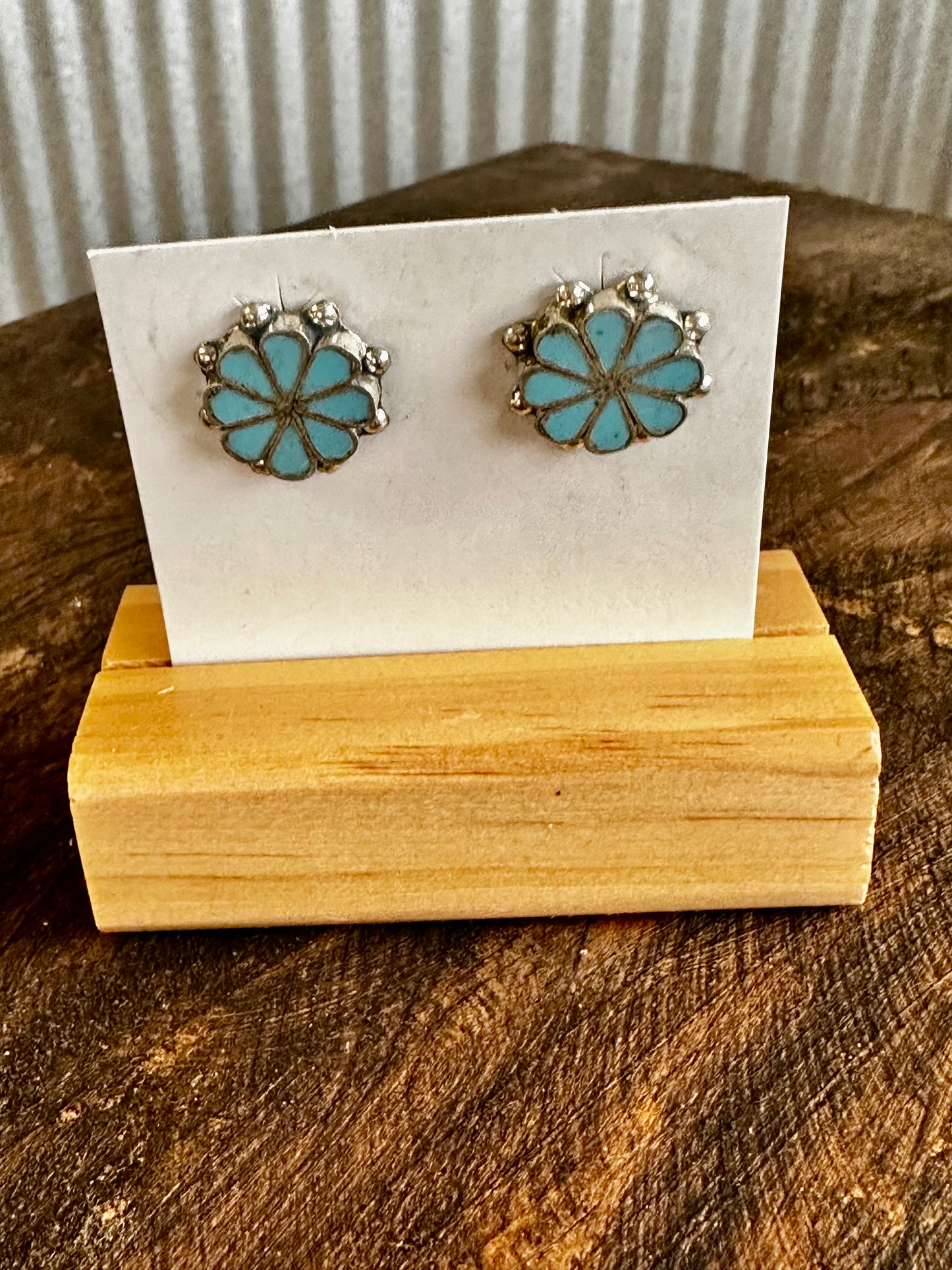 Genuine, turquoise, stud earring