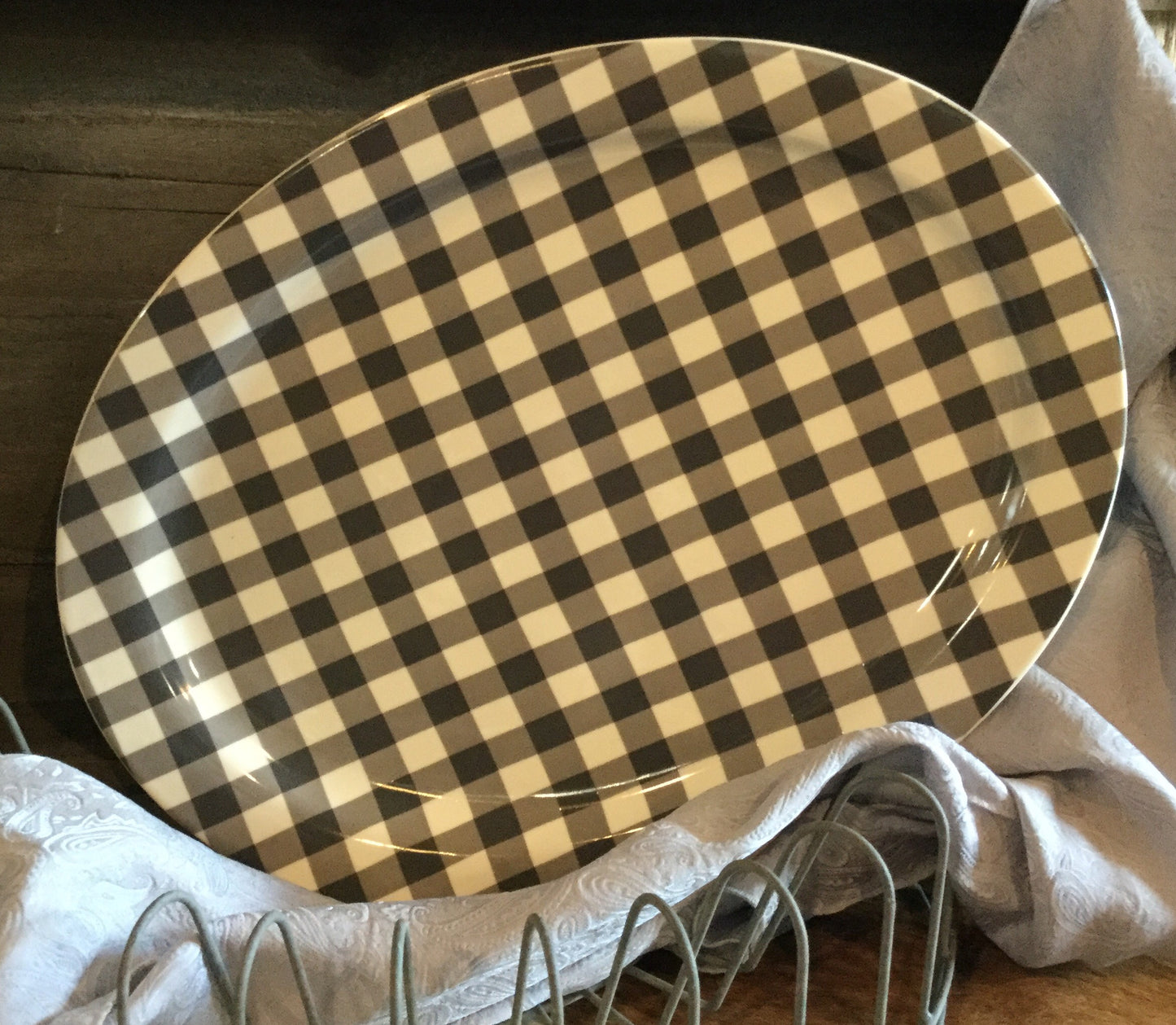 Stoneware Checkered Platter