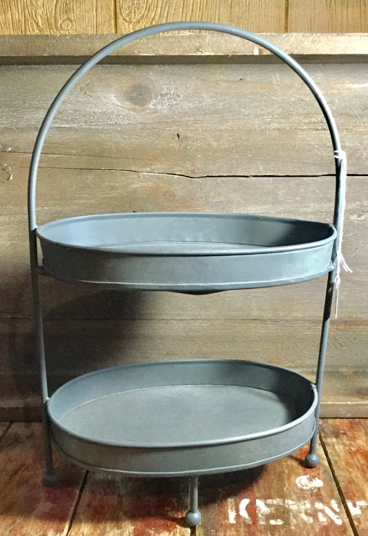 Two Tier Oval Metal Tray