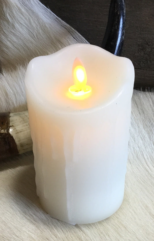 Cream Realistic Battery Pillar Candle