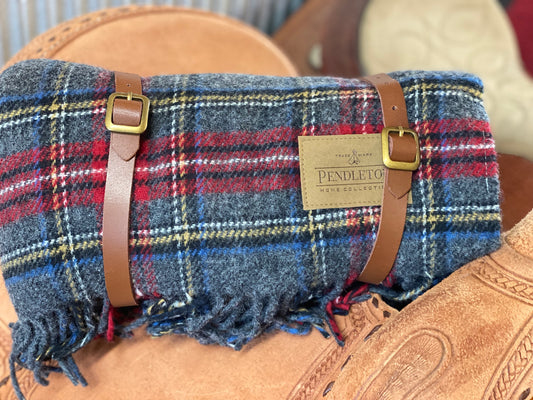 Wool throw with carrier