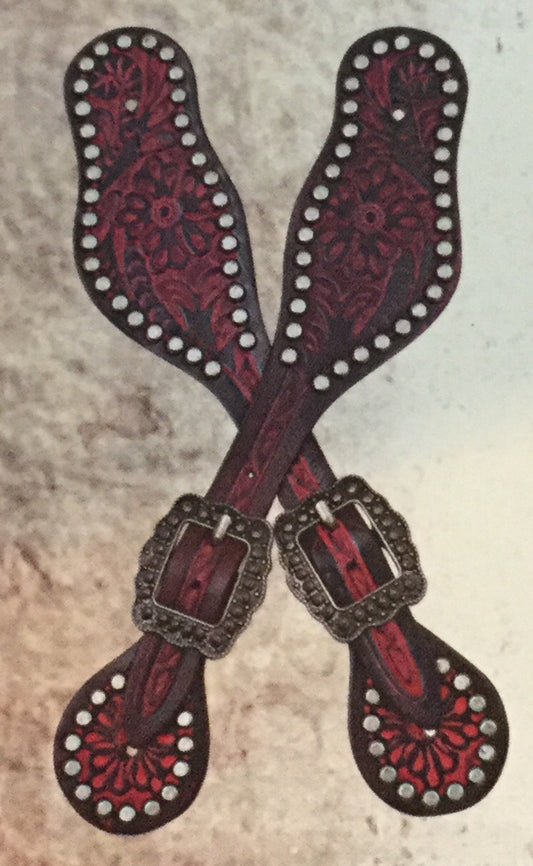 Brown/Pink Embossed Floral Spur Strap