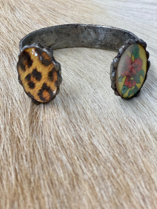 Yellow and Rose leopard cuff