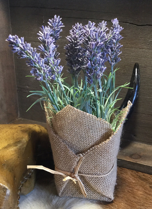 Artificial Lavendar Wrapped in Burlap