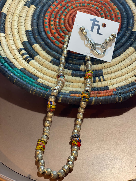 Silver African beaded necklace