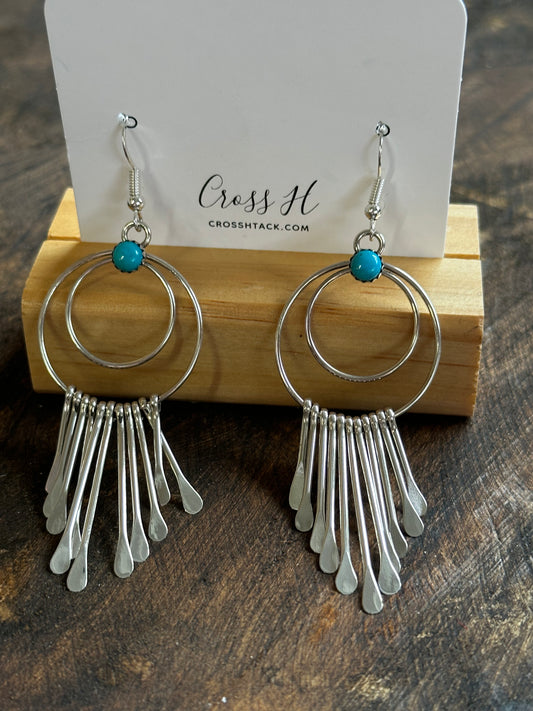 Hoop, dangle, turquoise, earrings